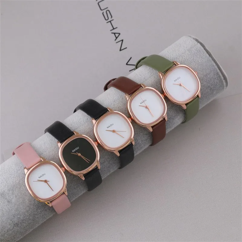 Relógio de pulso de couro elegante feminino, relógio de quartzo feminino, moda feminina, charme quart