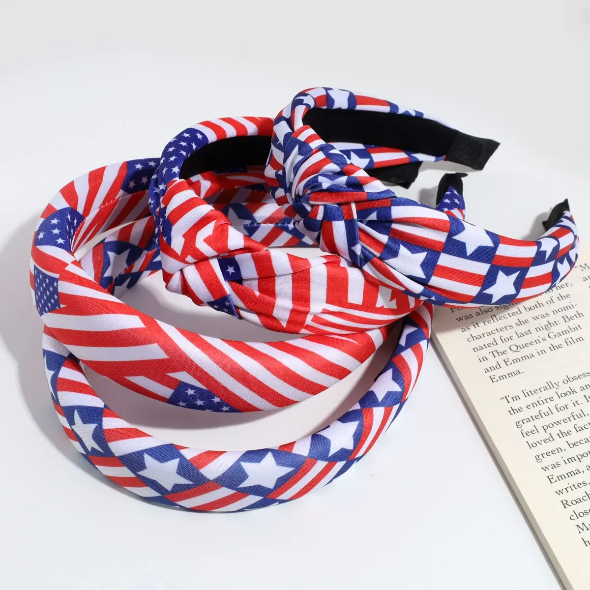 

Women Fashion Flag Design Headband Patriot Versatile Creative Pentagram Independence Day Hair Hoops Hair Accessories