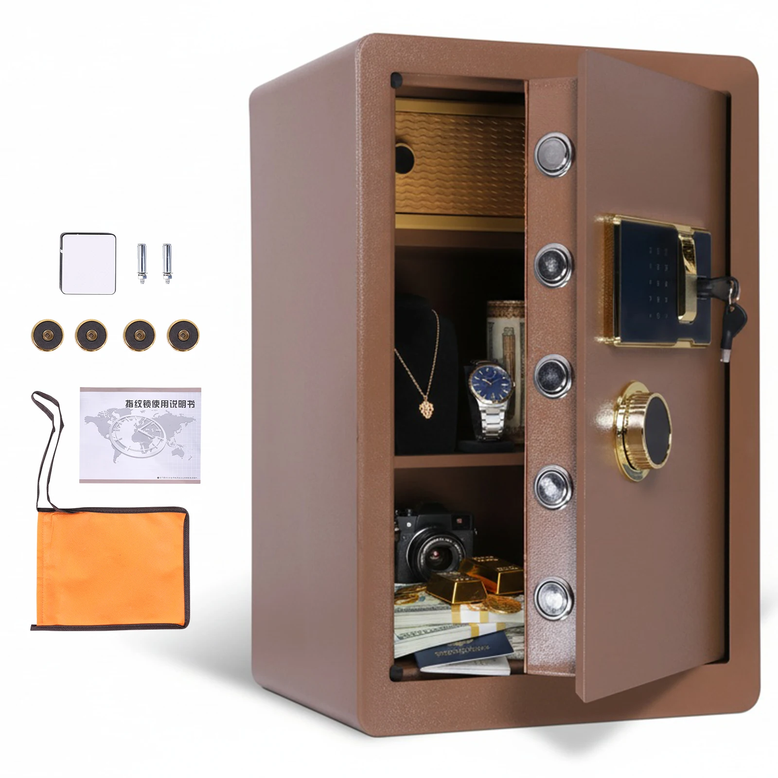 

60cm Fingerprint Safe Box Smart Alert and Mute Mode Home Electronic Safe for Documents Jewelry Valuables