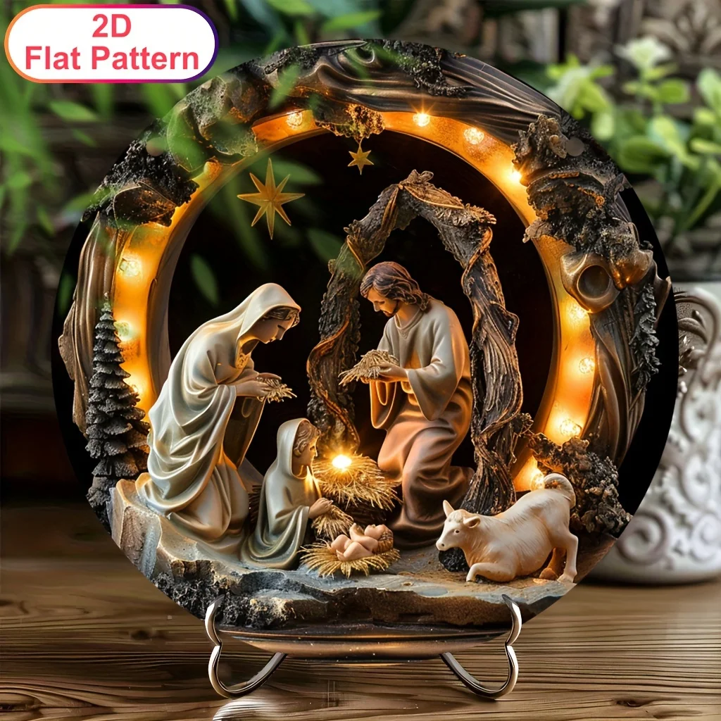 2D flache Acryl festliche Home Decor Wandbehang Jesus Krippe hängen Dekor Boho Stil religiöse Figur