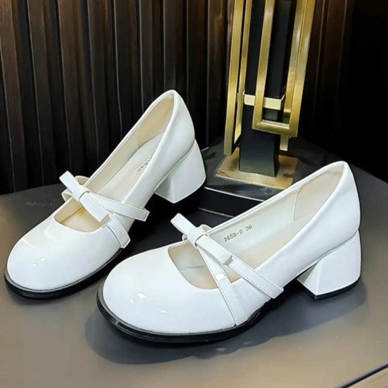 

Sweet Women's Mary Jane Shoes New Fashion Round Head High Heels for Woman French Style Casual Shoes Designer Shoes Zapatos Mujer