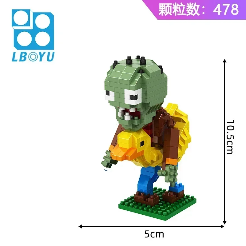 Pflanzen VS Zombies Blöcke Kleine Cartoon Mini Baustein Peashooter Sonnenblume Chomper Montieren Action Modell Puppe Spielzeug für Kinder – Detail 1