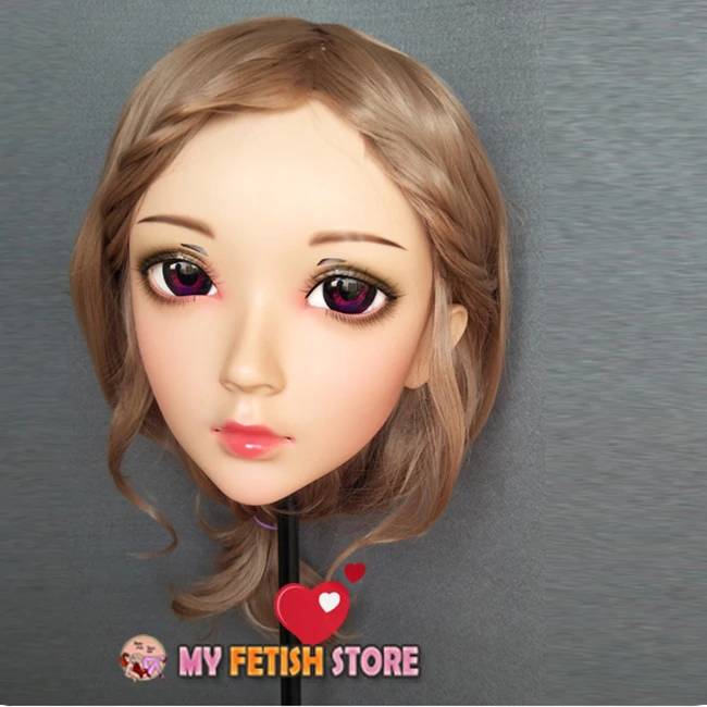(Wei-02) Gurglelove Female Sweet Girl Resin Half Head Kigurumi BJD Mask Cosplay Japanese Anime Role Lolita Mask Crossdress Doll