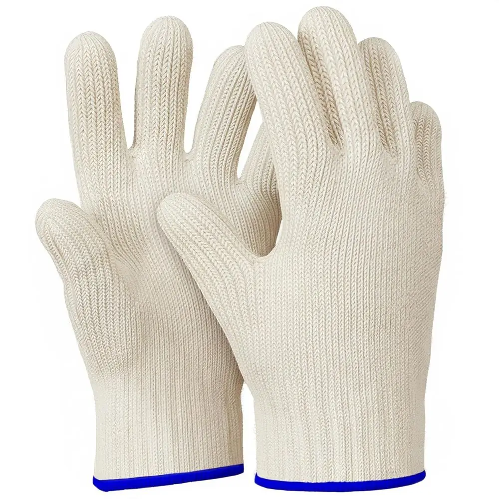 Grill Mitts with Hand Protection up to 932°, Heat Resistant Gloves with Double-Layer Design - Thick Oven Mitts for Grilling, Fry