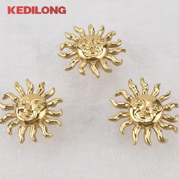 KEDLO Masivní mosazná evropská světlá luxusní sluneční knoflíková rukojeť pro zásuvku, nábytkové kování, kuchyňská linka, zlatá úchytka 10 nejlepší prodej úchytky a knoflíky zásuvek v kartáčované zlaté barvě - №9