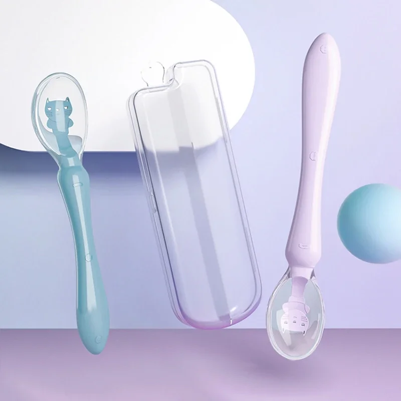 Cuillères d'alimentation en silicone souple pour bébés, cuillère d'entraînement, mangeoire, apprendre à manger de l'eau potable pour les tout-petits, ustensiles de couverts pour enfants