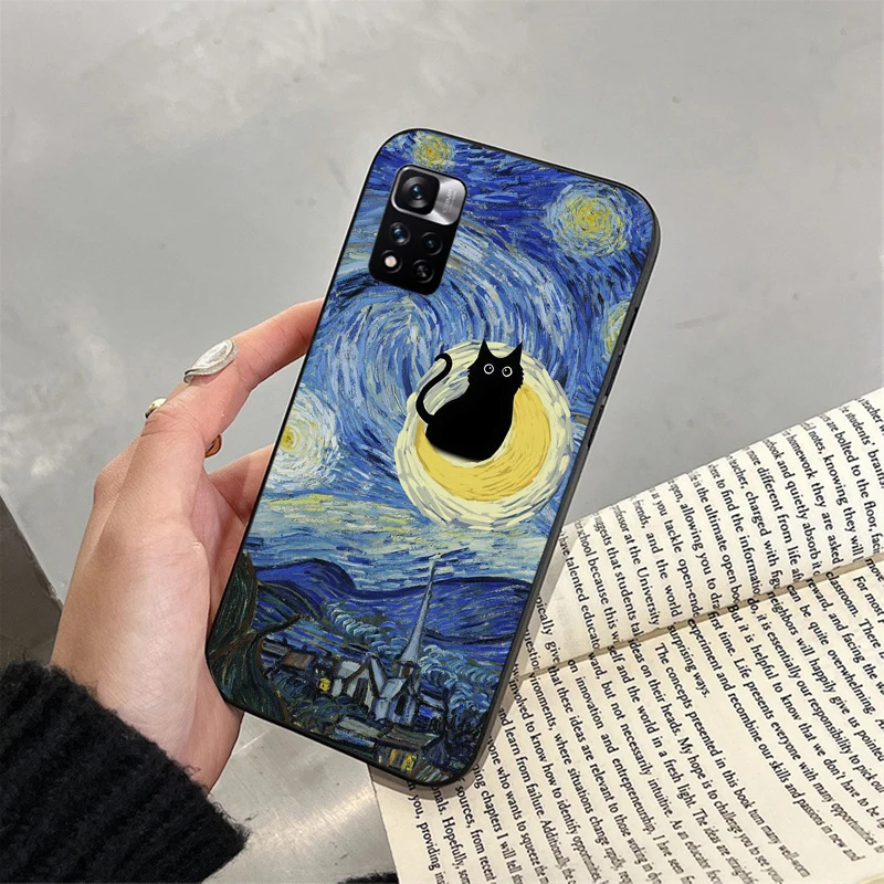 Retro Oil Painting Van-Gogh Cat Phone Case For Xiaomi Redmi note 13 12 Pro 11S 11 10 Pro 10S 12S Redmi 10 9C 13C