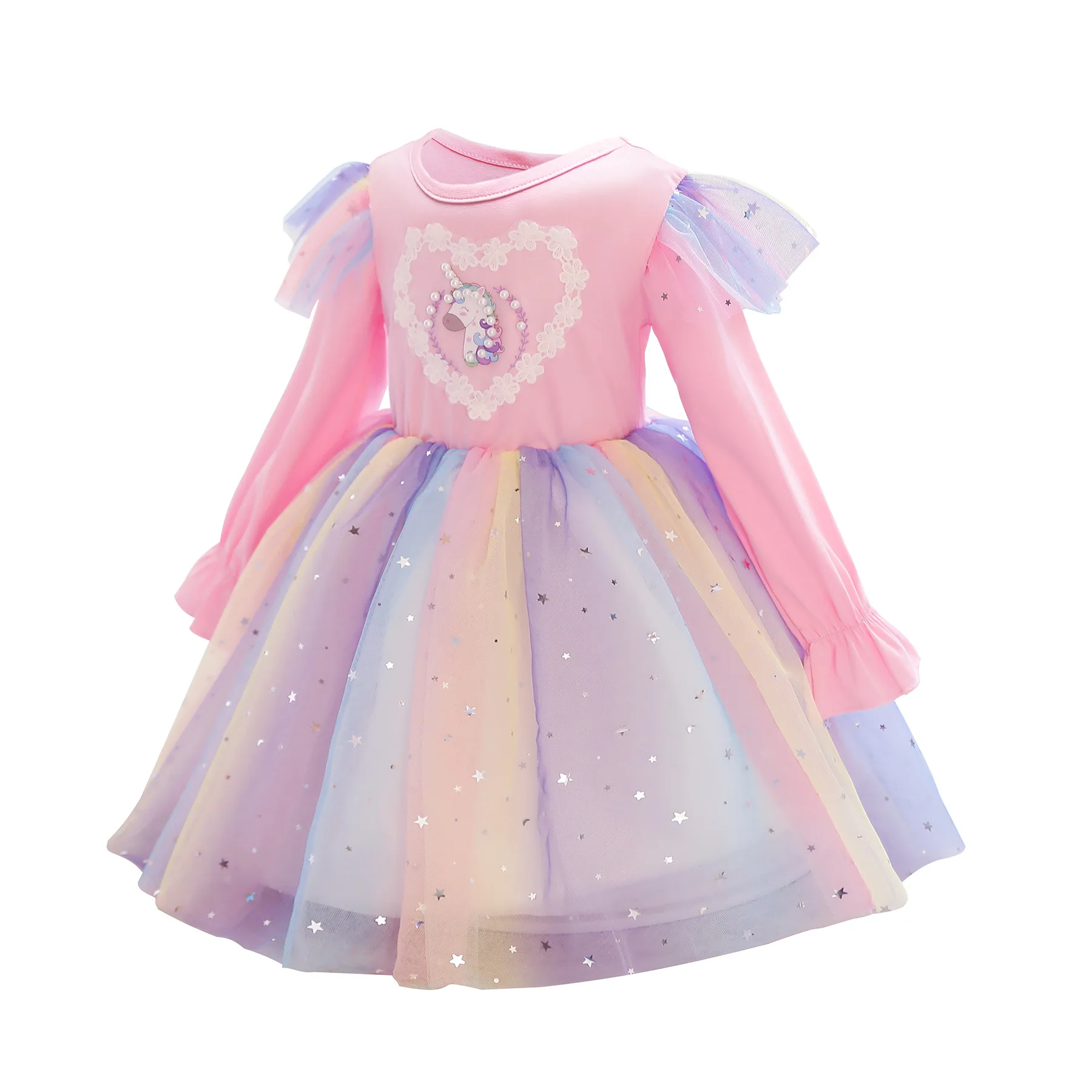 Unicorn Dress for Girls, Long Sleeve, Princess Costume, Tutu Clothes, Fantasy Party Dress, Spring and Autumn