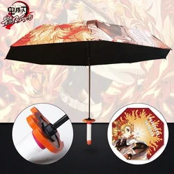 Demon Slayer Umbrella All-weather Folding Parasol Kimetsu No Yaiba Rengoku Kyoujurou Shinobu Anime Katana Umbrellas Rain