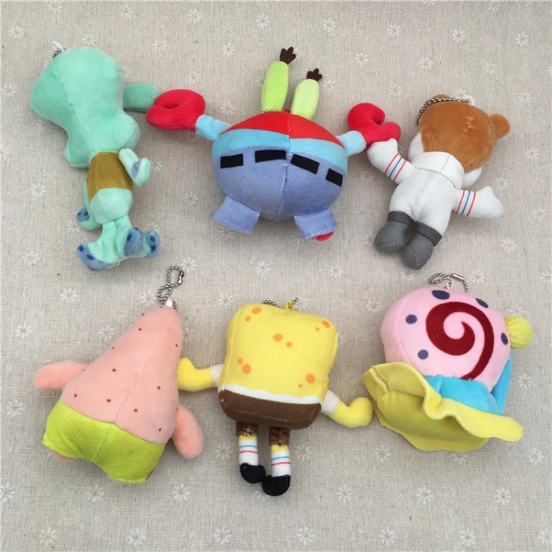 6pcs/set 12cm SpongeBob Patrick Star Gary Squidward Tentacles Plush Dolls Small Pendant Bag Hangings Christmas Birthday Gifts