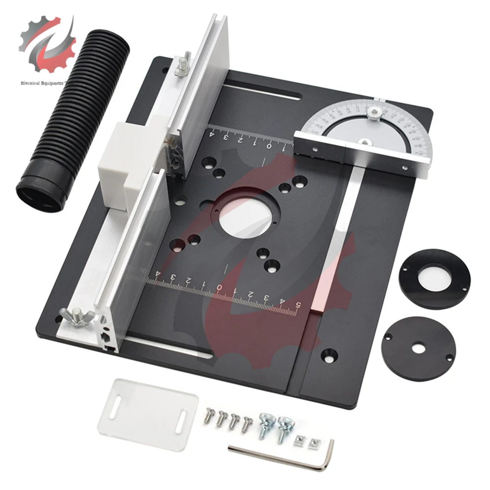 Router Table Insert Plate +Lift Device Electric Wood Milling Flip Board Woodworking Workbench With Miter Gauge Guide Set Table