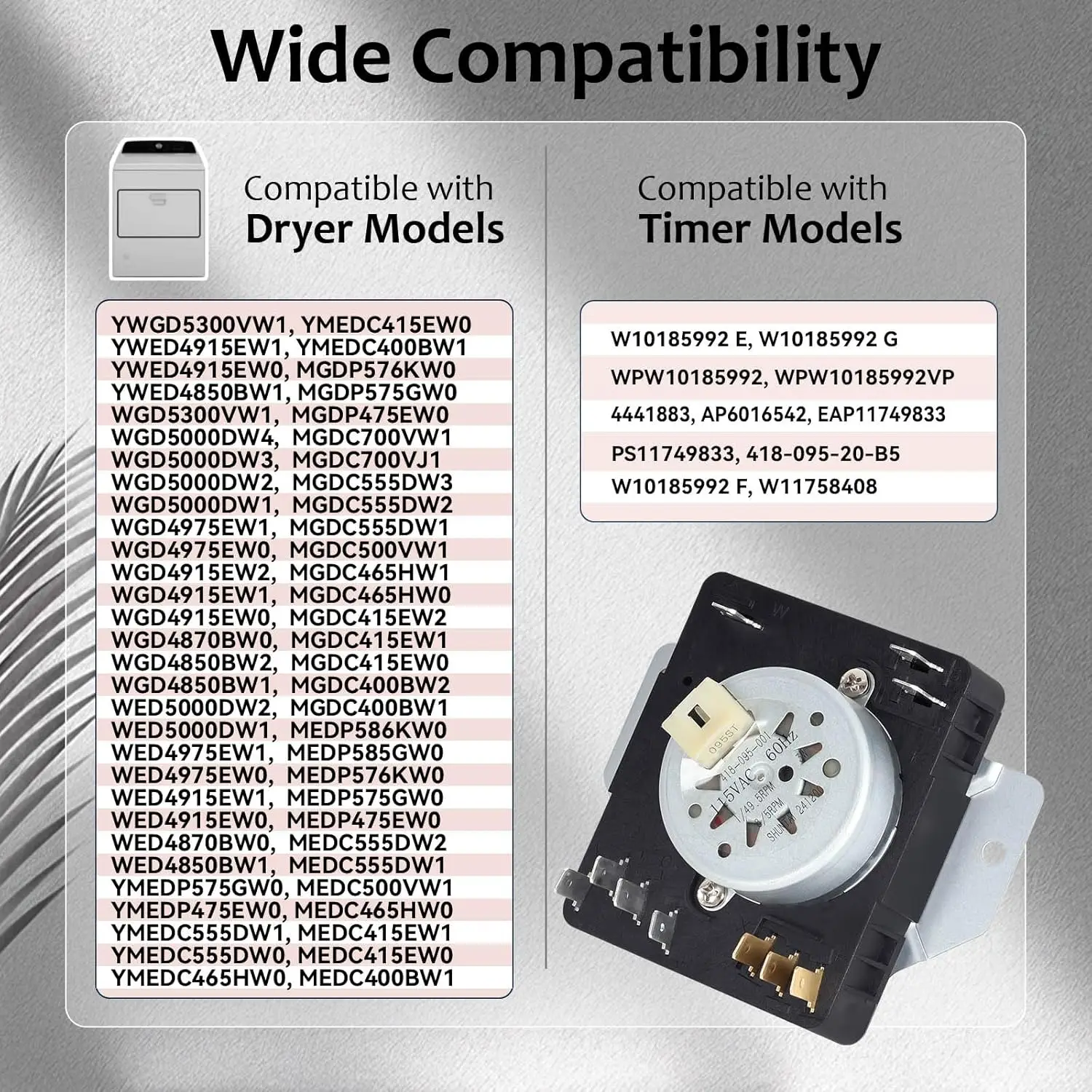 Picture 6: W10185992 Dryer Timer Compatible with Whirlpool, Maytag WGD5300VW1, WED5000DW2, MEDC465HW0, WPW10185992 Dryer Timer Replacement