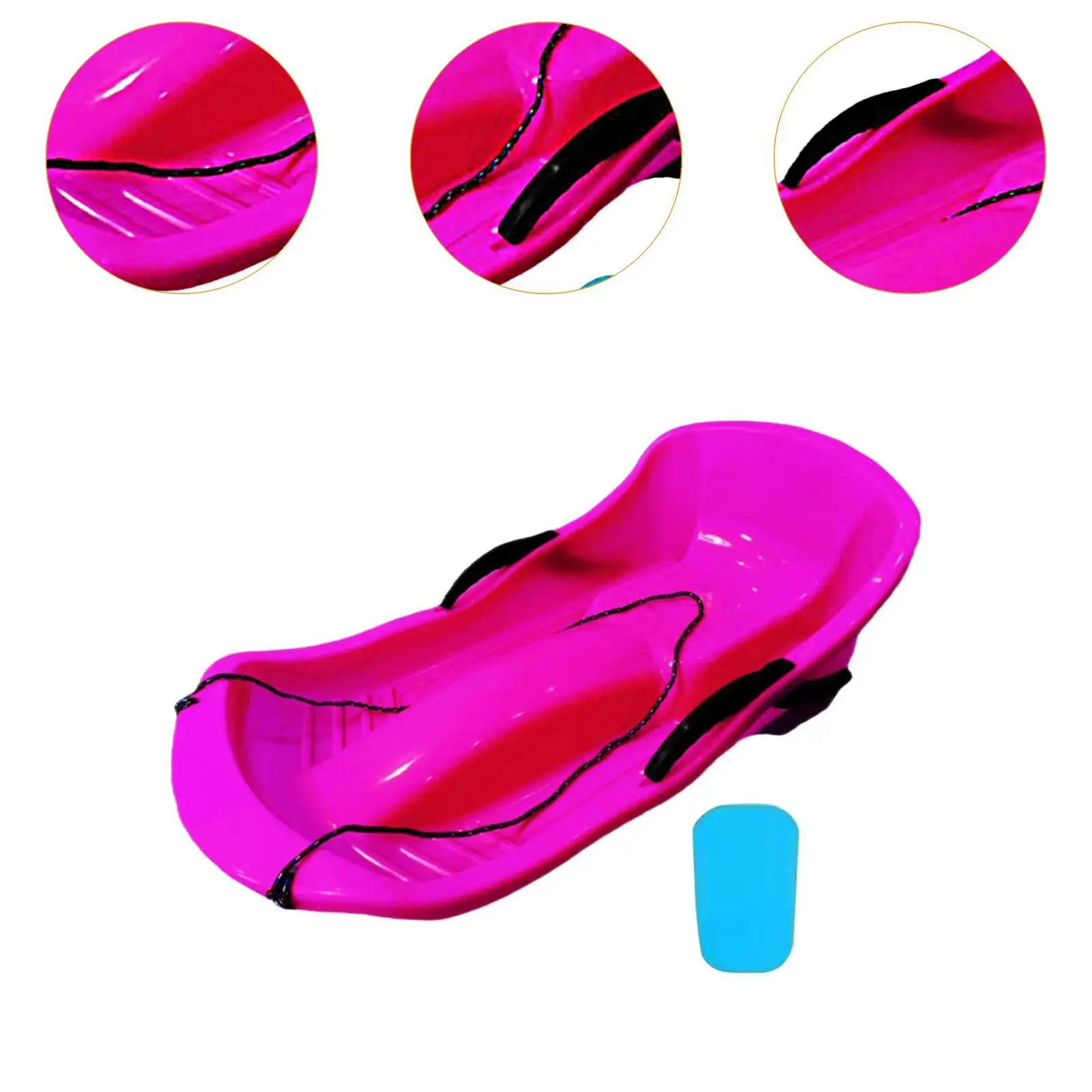 Snow Sled Sledge with Seat Cushion Classic Downhill High Back with Brakes for 2 Persons Sand Skiing Sled Grass Sledding Board