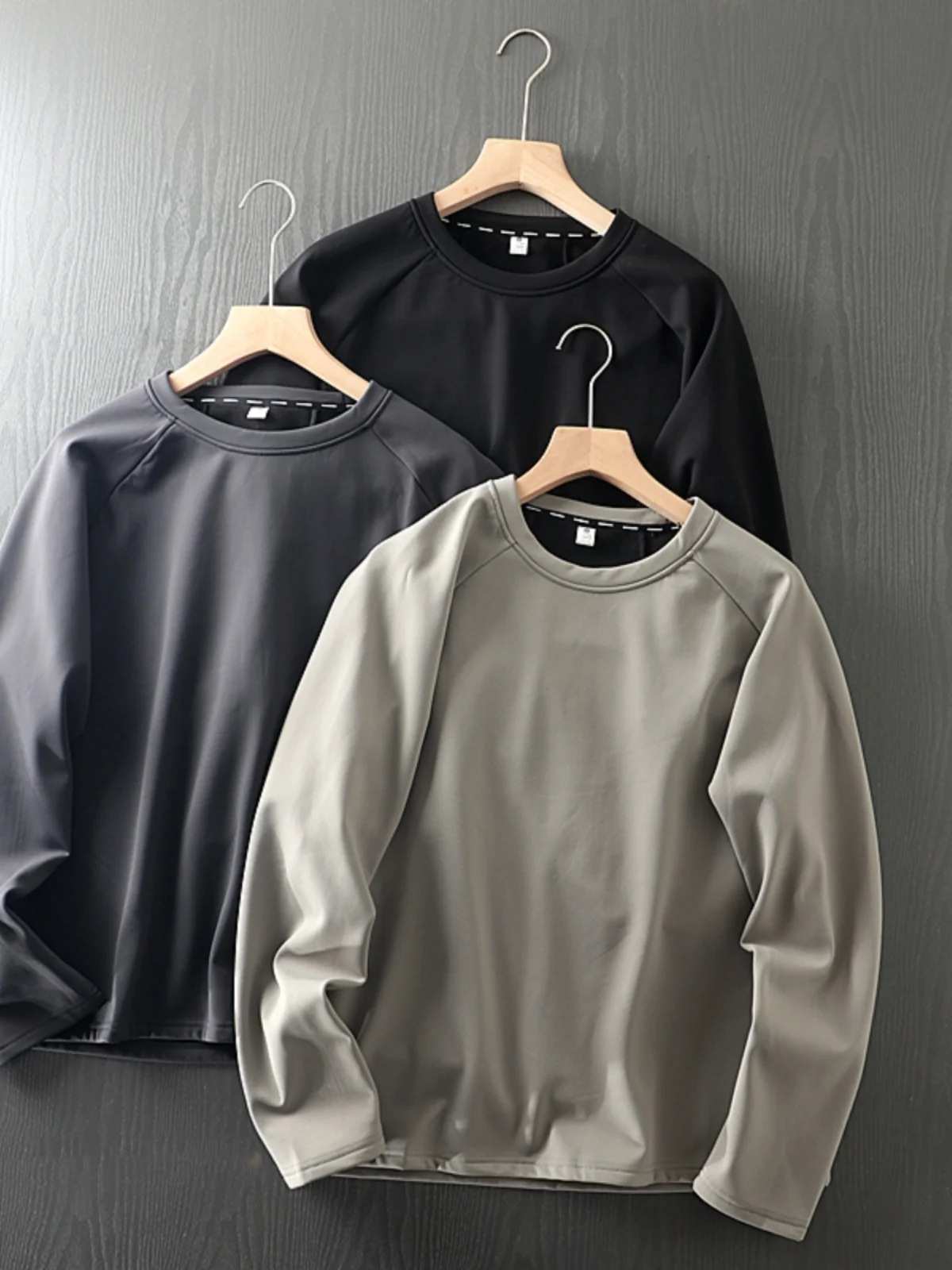 

Tech Thermal Lo Fce Lined Men's round Ne Sweatirt Air Layer Cosite Autumn Winter Warm Hoodie Straight Cut Sle