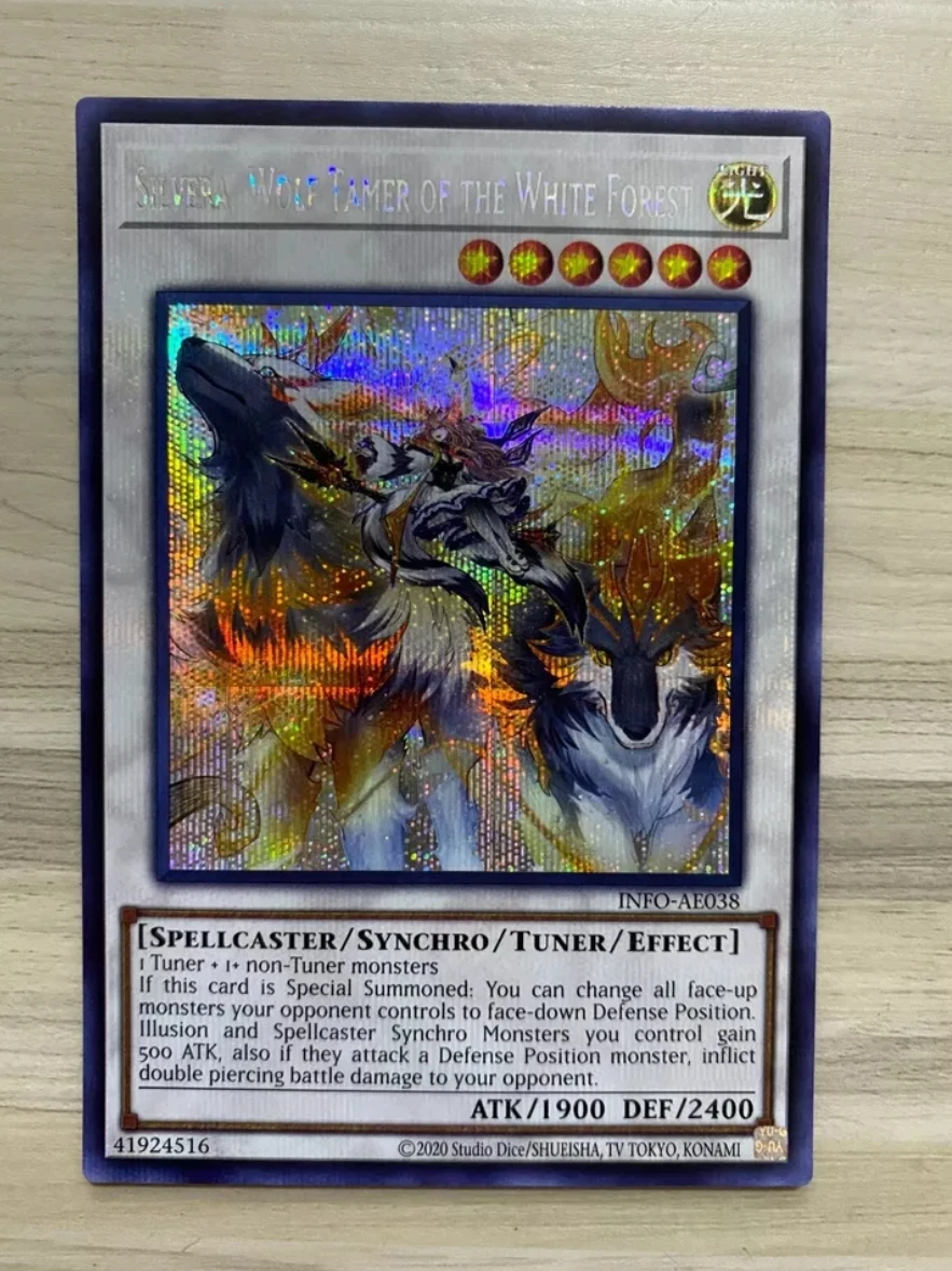 

Yugioh KONAMI Duel Monsters INFO-AE038 Silvera, Wolf Tamer of the White Forest Secret Rare Asian English Collection Mint Card