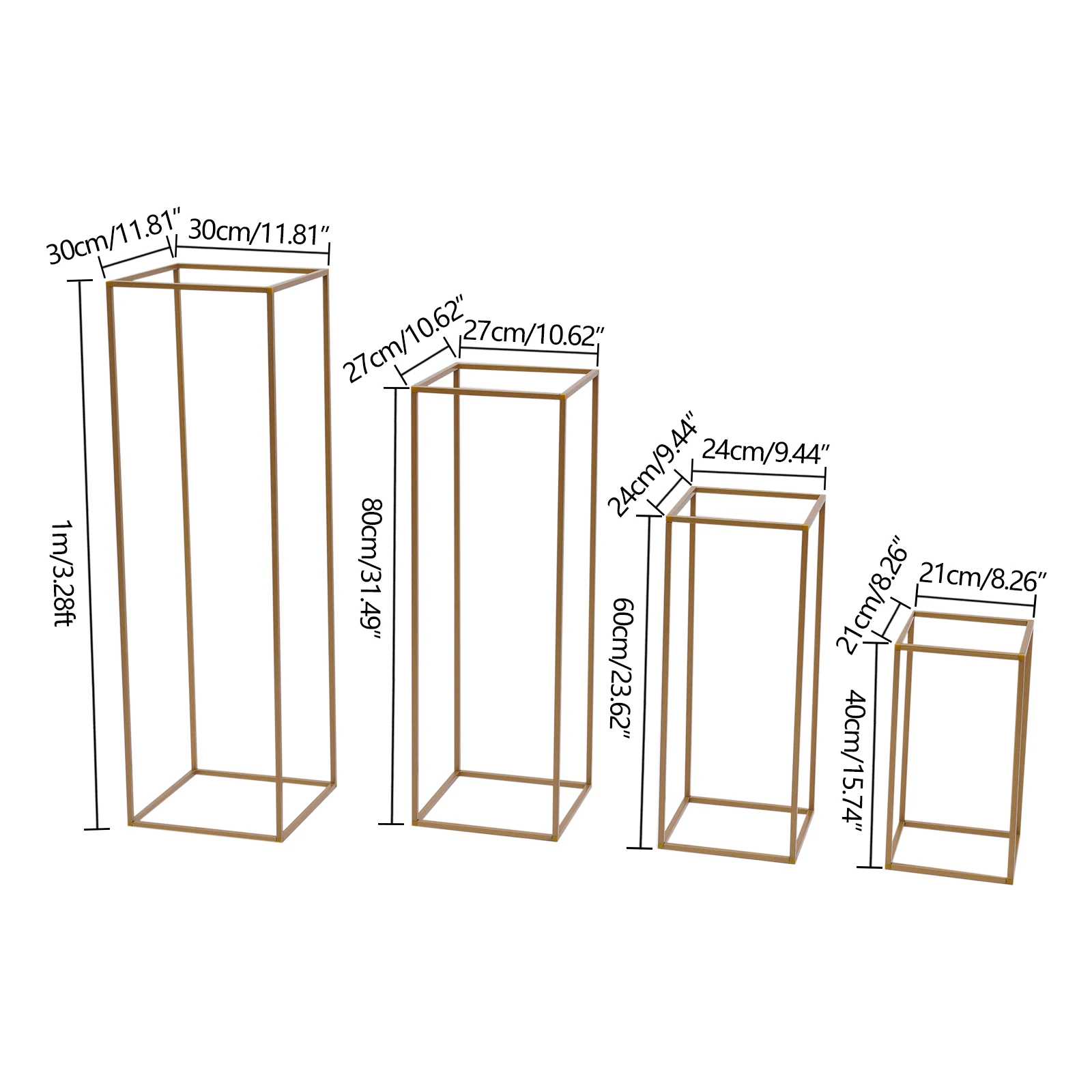 4ks svatební dekorace stánek geometrické sloupek kvést DIY dekorace formulovat 15.74/23.62/31.49/39.37inch pro večírek událost svatební