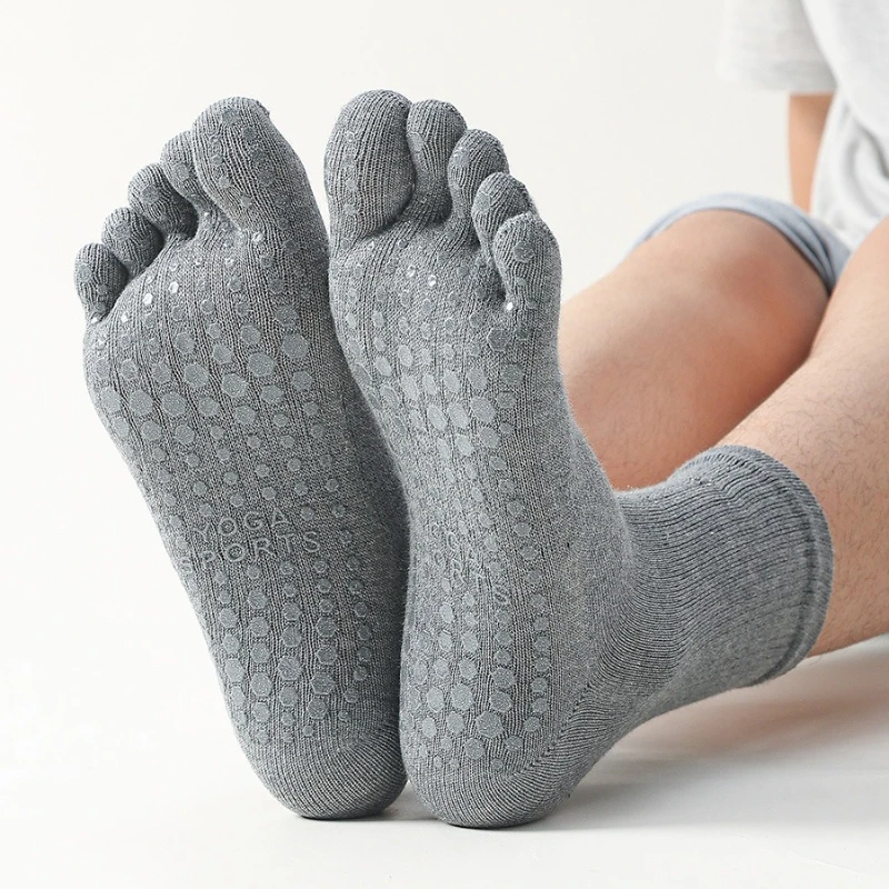 

Противоскользящие мужские носки для пилатеса, силиконовые нескользящие носки с пятью пальцами для йоги, дышащие хлопковые носки для балета, танцев, фитнеса