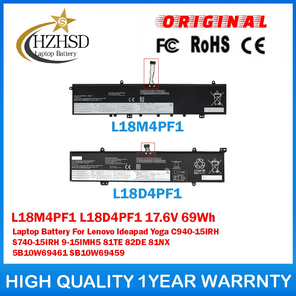 

Аккумулятор для ноутбука L18M4PF1 L18D4PF1 17.6V 69Wh для Lenovo Ideapad Yoga C940-15IRH S740-15IRH 81TE 82DE 81NX 5B10W69461 SB10W69459