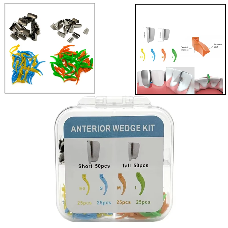 

200 шт., стоматологические материалы, передняя матричная система, клиновые матричные ленты, межзубные клинья