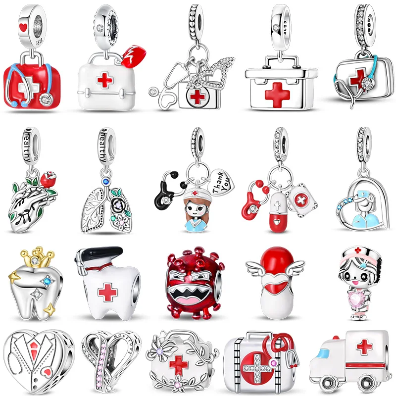 925 Sterling Silver Condition Improving Stay Healthy First Aid Kit Charms Beads For Women Fit Original Bracelet DIY Jewelry Gift