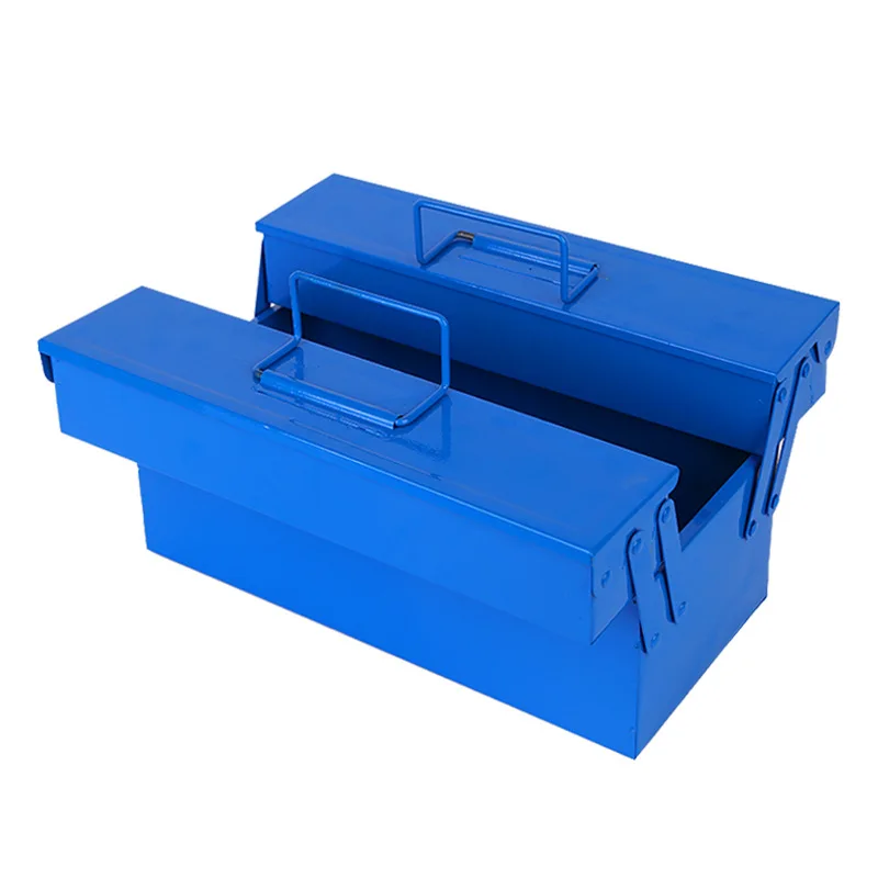 1PC Blue Double Layers Tool Box Multifunctional Metal Storage Box Household Electrician Hardware Maintenance Tools Box