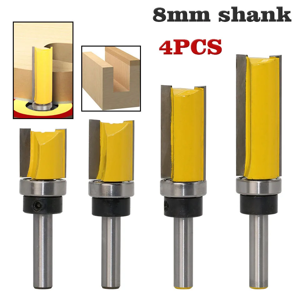 

1PC 8mm Shank Template Trim Hinge Mortising Router Bit Straight end mill trimmer cleaning flush trim Tenon Cutter forWoodworking