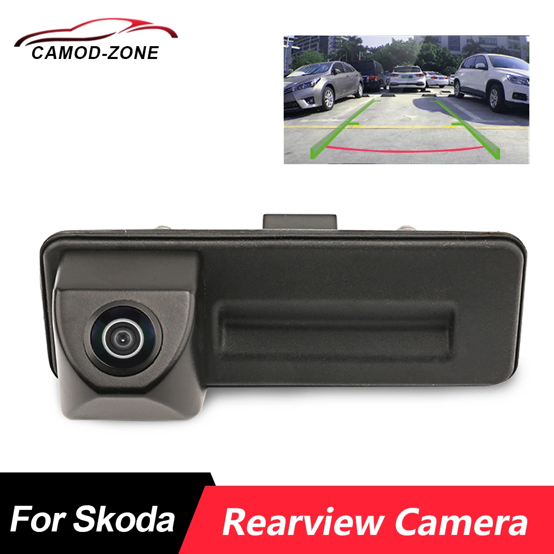 CVBS Rearview Camera for SKODA with Trunk Switch Fisheye Lens Wide Angle CVBS Reverse Camera Night Vision Parking Assistant 720P