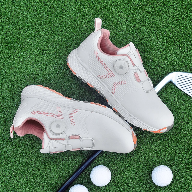 LiXingMing Golf Shoes Women Pink Professional Water proof Spikeless Golf Sport Shoes Outdoor Training Golf Walking Sneakers