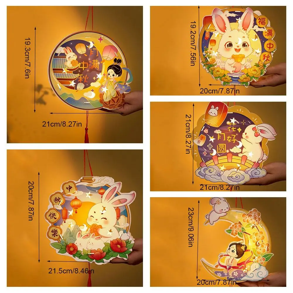 Cartoon Rabbit Lanterns Luminous Glowing Mid-Autumn Festival Lantern Chinese Style Handmade Lantern DIY Material Package