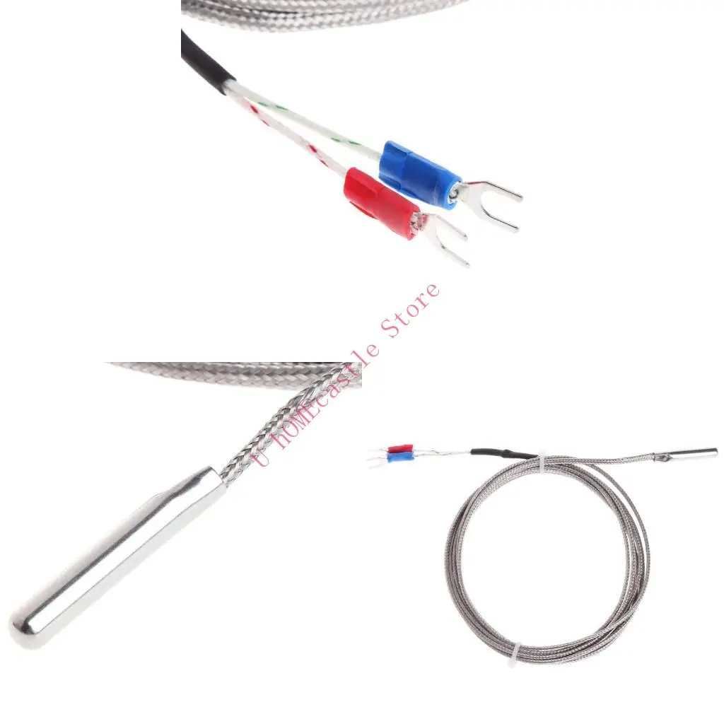 

63HF 2m K-Type Thermocouple Temperature 0-600℃ 5*30mm Probe Stainless Steel