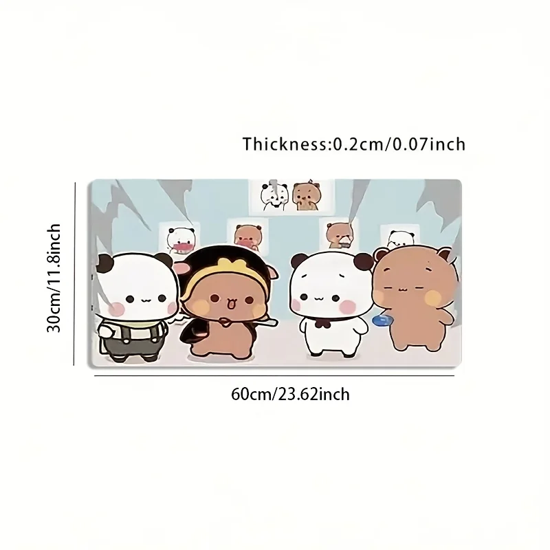 Cute Cartoon Panda Couple Gaming Mouse Pad Extra Large Non-Slip Rubber Desk Mat for Office view 3