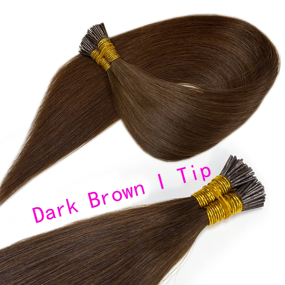 I Tip Hair Extensions Human Hair 50G/Pack Virgin Hair Itip Human Hair Extensions Dark Brown Virgin Hair Itip For Women Soft