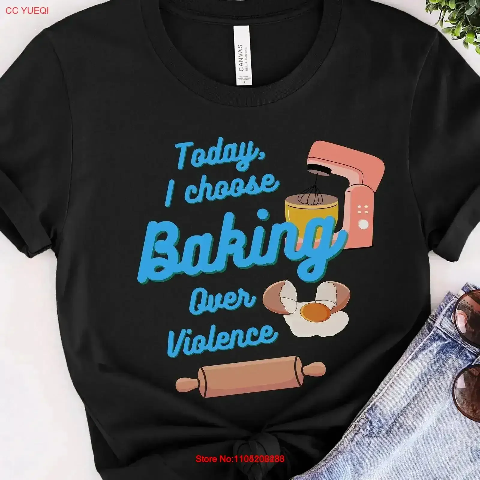

Cupcake Baking T Shirt Today I choose over Violence Funny like vintage Washed Comfortable Breathable graphic fashion streetwear