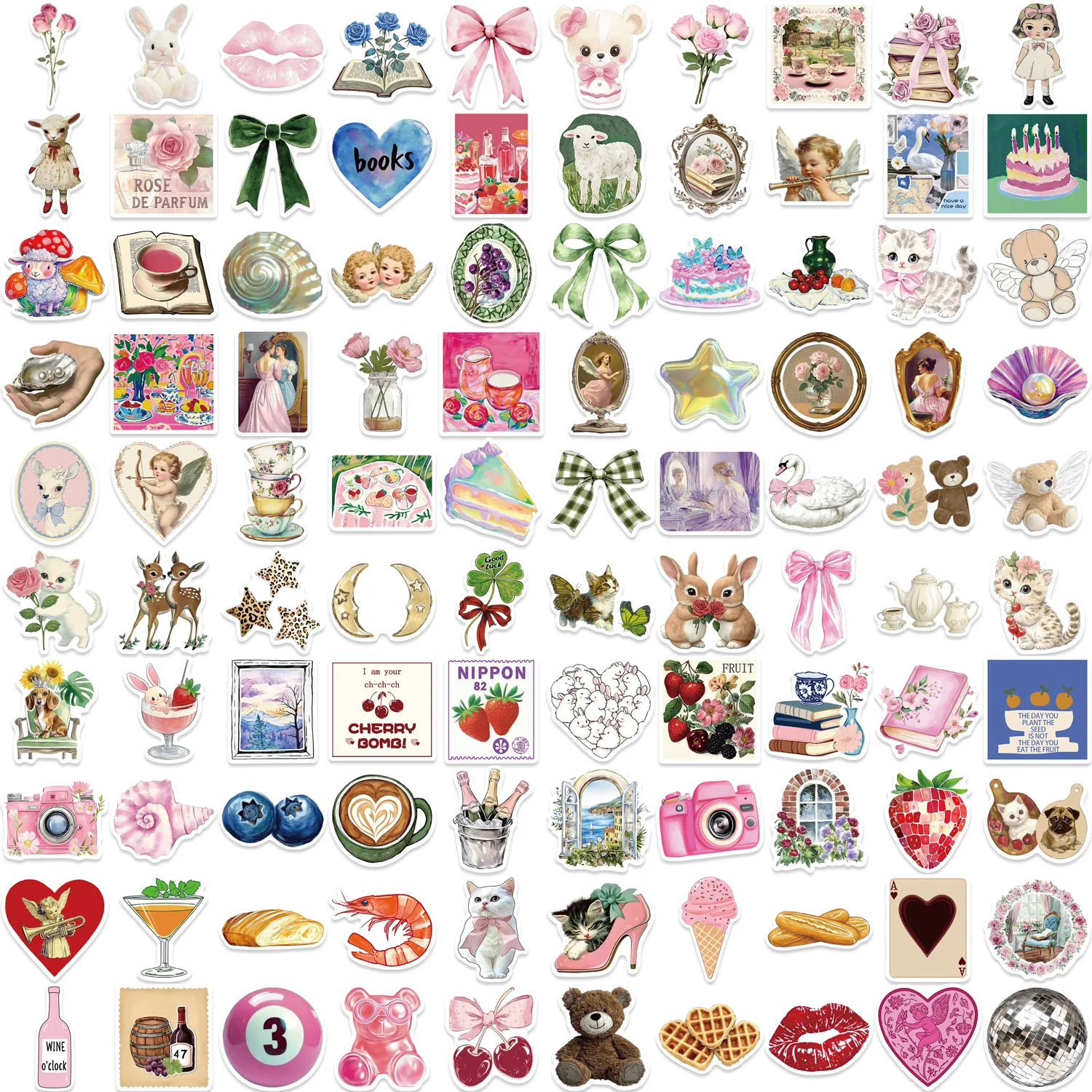 50/100pcs Y2K Girls Pink Aesthetics Graffiti Stickers Phone Guitar Laptop Notebook Suitcase Waterproof Sticker Kids Toys