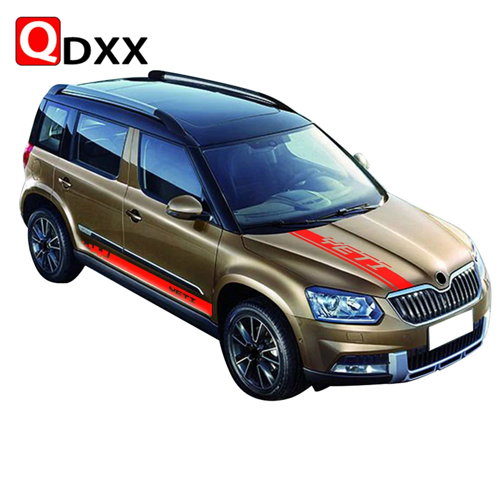 Racing Sport Car Styling Hood Engine Cover Decal Body Graphics Vinyl Side Stripes Skirt Sticker for Skoda Yeti Tuning Accessorie