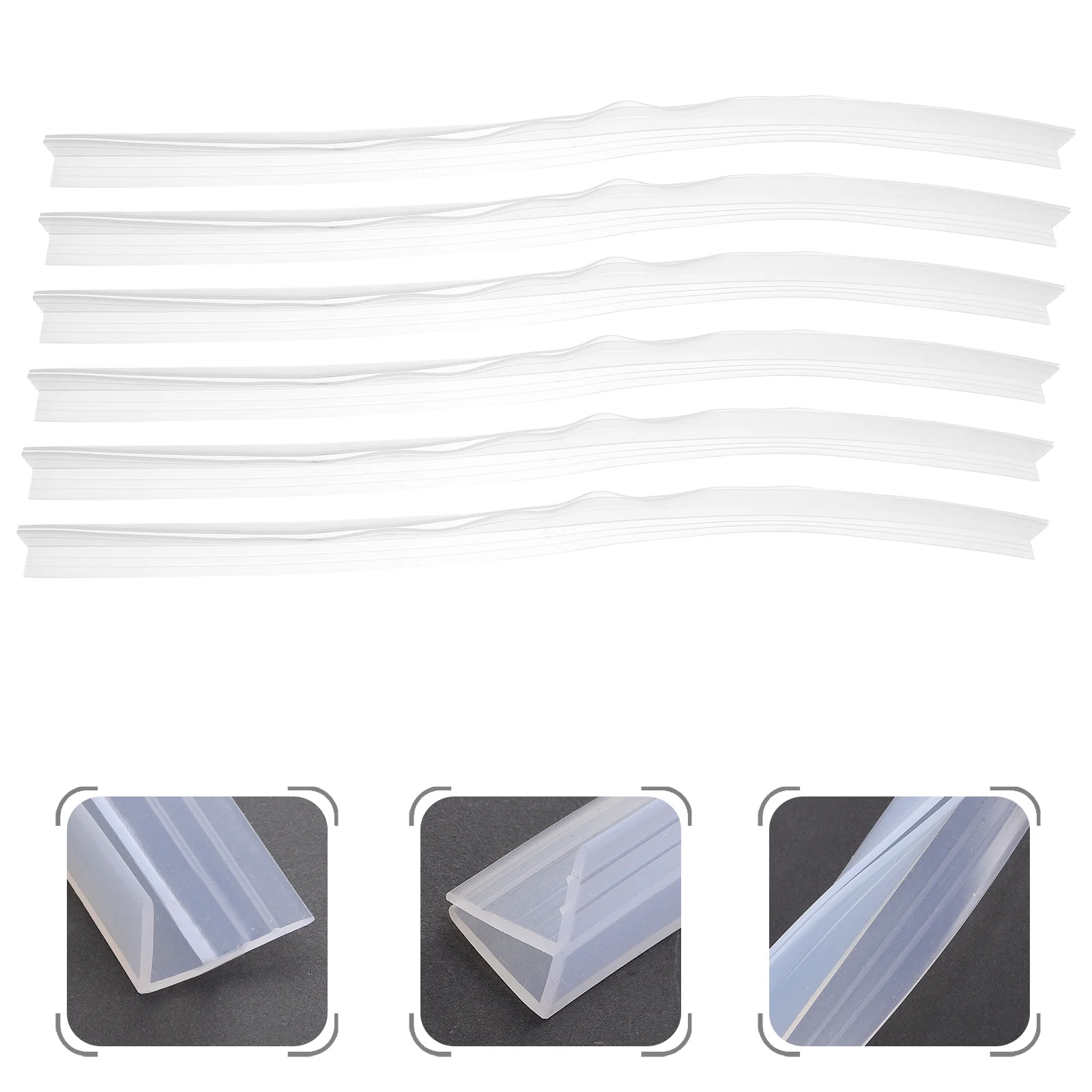 6pcs Bathroom Sealing Silicone Waterproof Strip For Shower Bathtub Glass Door Water Barrier Durable Flexible Sealing Strip