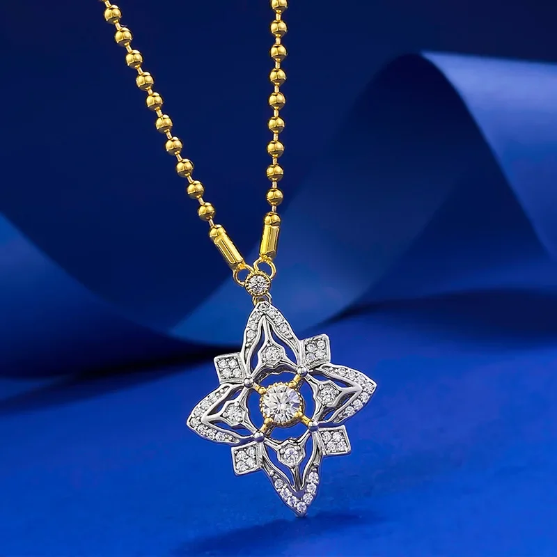 

New S925 Silver French Light Luxury Cloth Cherati Clover Double sided Wearing Necklace Jewelry