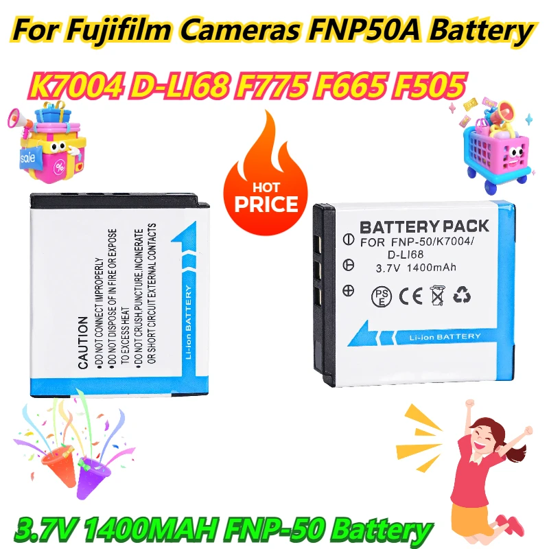 

3.7V 1400MAH FNP-50 Battery For Fujifilm Cameras K7004 D-LI68 F775 F665 F505 and The FNP50A Battery