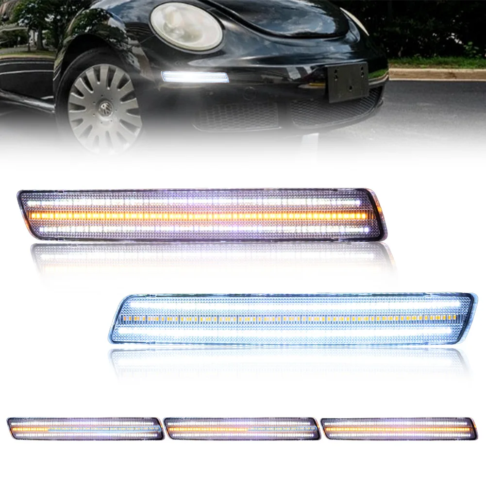 

2Pcs For 2006 2007 2008 2009 2010 Volkswagen Beetle Front Bumper Turn Signal Light Parking Light DRL Daytime Running Light W/LED