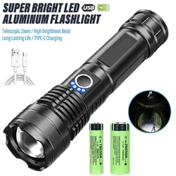 Powerful 30W LED Flashlight Super Bright 9000LM Zoom USB Rechargeable Tactical Torch Outdoor Camping Hiking Flashlights