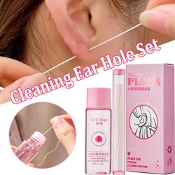 Portable Ear Cleaning Set 15ml Peach Flavour Ear Piercing Cleaning Solution Disposable Earrings Hole Washing Line Ear Care Tools