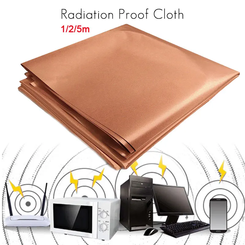 1/2/5m Pure Copper Fabric Anti-radiation EMF/EMI Protection Material Blocking RFID/RF Shields Wifi Phone Signal Conductive Cloth