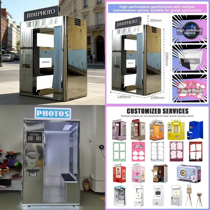 for JIPAI selfie photo booth stainless steel design perfect for events and parties high resolution instant printing