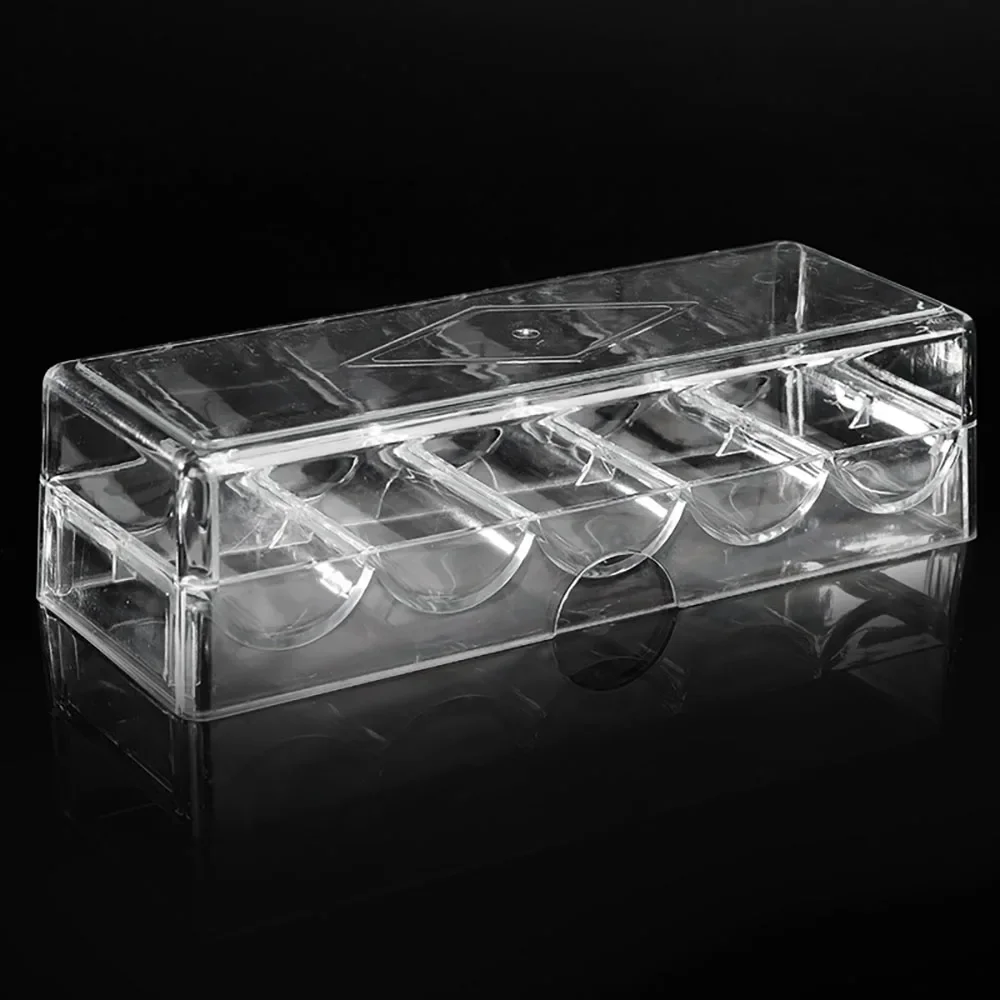 Transparent Acrylic Poker Chips Box 5 Rows/100 Chips Container Holder Storage Case Suitable for Chips with A Diameter of 39 Mm