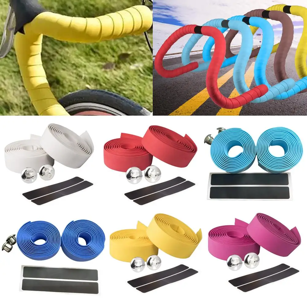 Colorful Road Bicycle Handlebar Tape Cycling Handle Straps Bike Racing Cor Tape Bar Handle spongeTape Anti-Vibration Belt R Q8J3