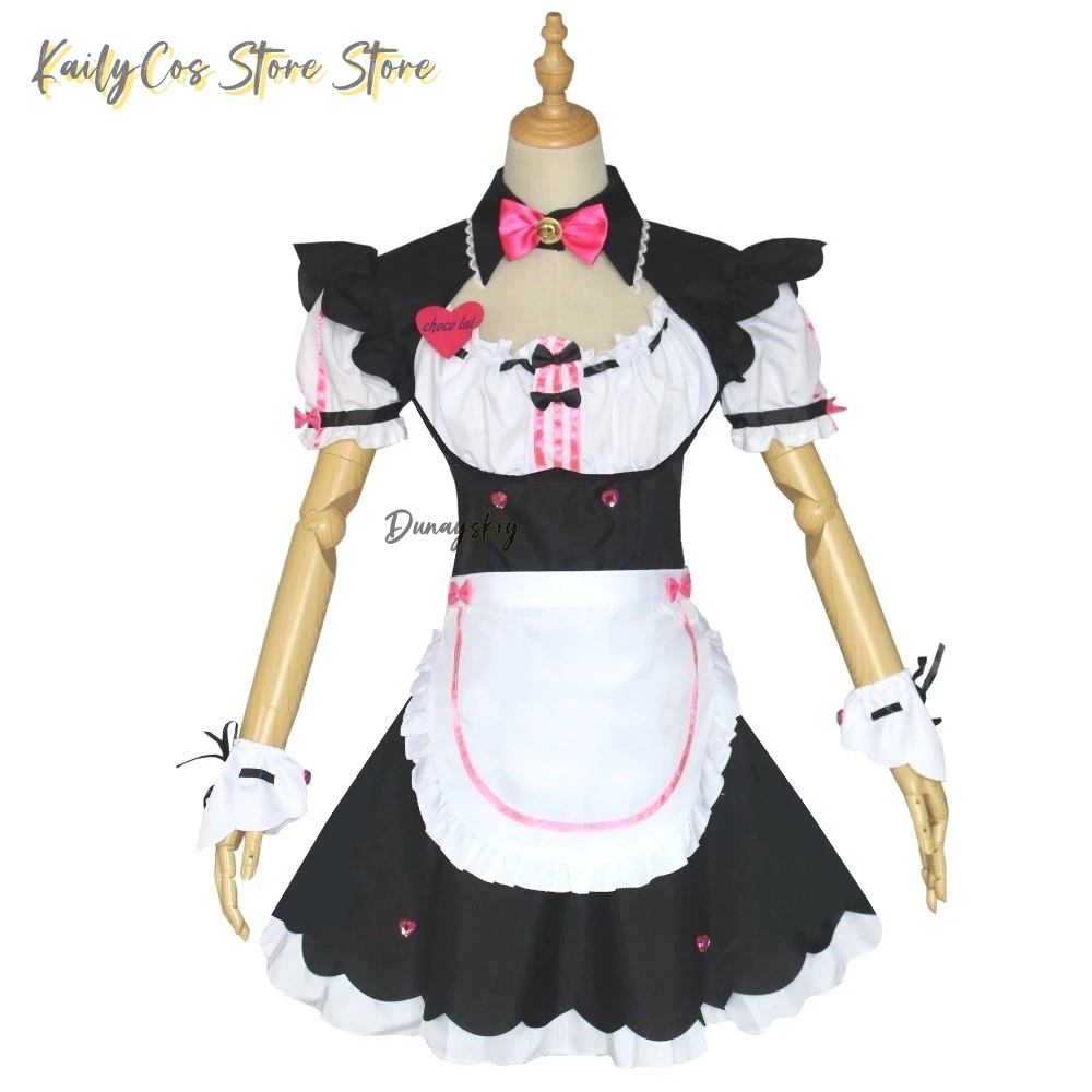 Chocola Vanilla NEKOPARA Cosplay Cosplay Maid Dress Women Girls Full Set Cute Lolita Halloween Party Outfits with Wig - view 3