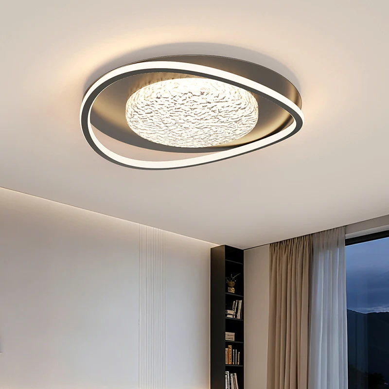 Luxury Wave Ceiling Light Modern Double Ring Frame Texture Three Color Bedroom Living Room Study Home Lighting Fixtures