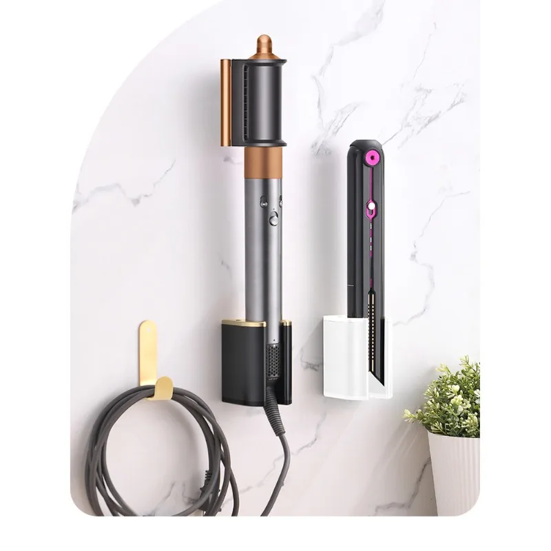 Completely Upgraded Aluminum Alloy Suitable for Dyson Curling Wand Storage Rack, No-drill Dyson Straightener Shelf and Hanger
