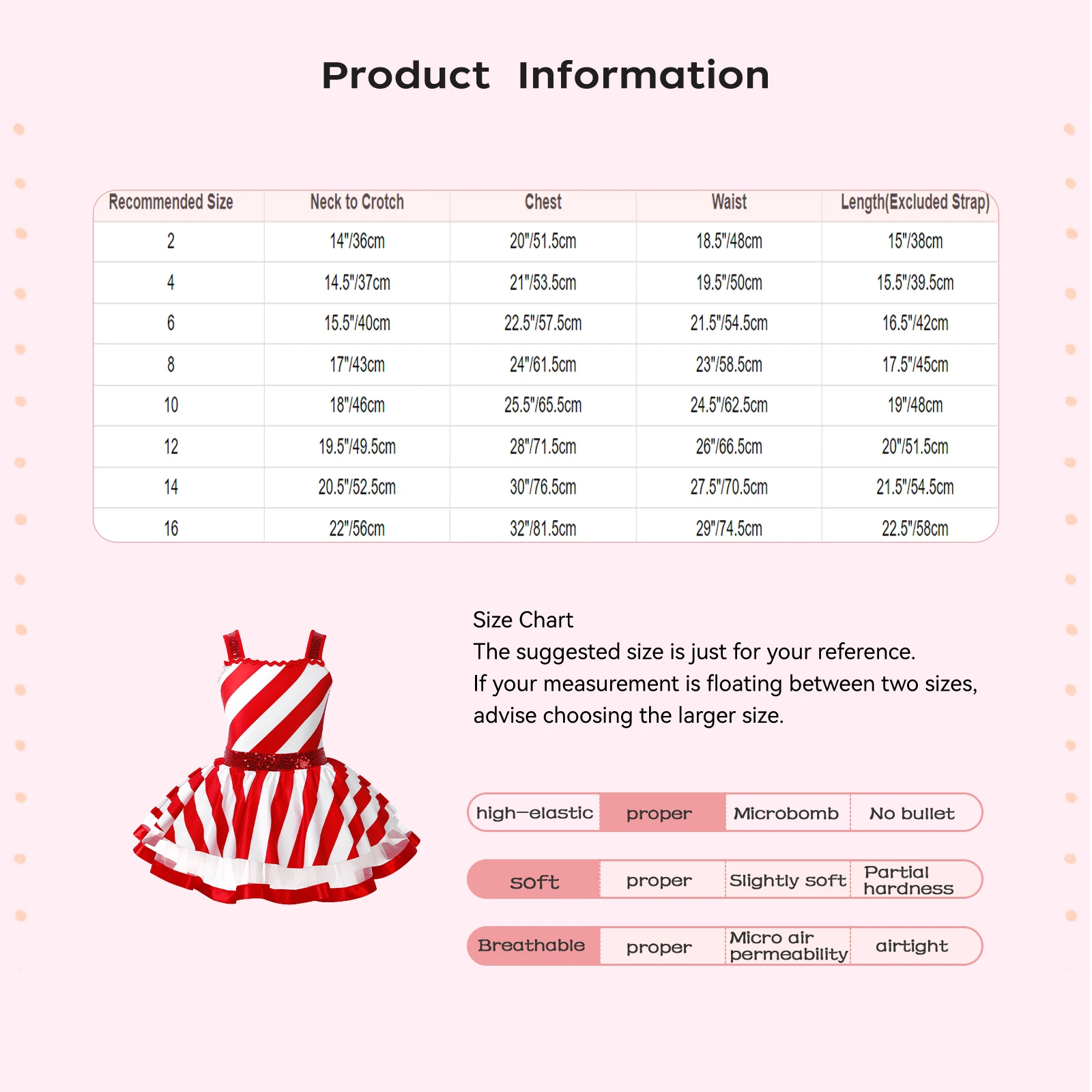 أطفال بنات عيد الميلاد الباليه الرقص الشكل التزلج الجمباز فستان قصب الحلوى مخطط يوتار توتو لعيد الميلاد كرنفال السيرك الطرف #6