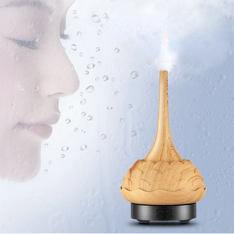 

Lotus Wood Grain Desktop Atomizing Humidifiers Bedroom Fog Volume Music Large Capacity Diffuser Machine Diffuser Aromatherapy